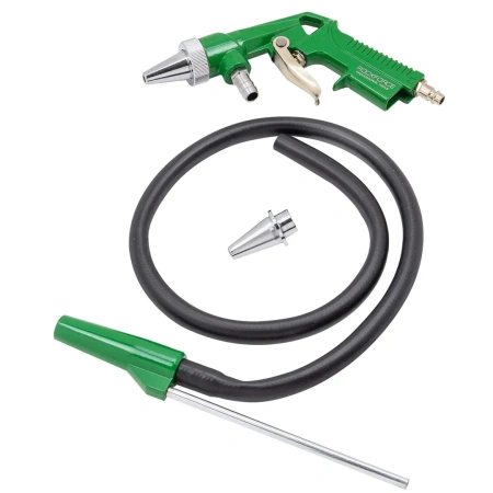 Пистолет пескоструйный пневматический (сопло: 4.5, 5мм, шланг со щупом для песка-1м, расход воздуха 360 л/мин,давление 6-8bar), в блистере