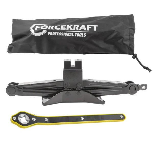 Домкрат механический ''ромб'' 2т с резиновой накладкой и трещоточной ручкой-воротком(h min 120мм, h max 415мм),в водоотталкивающем чехле