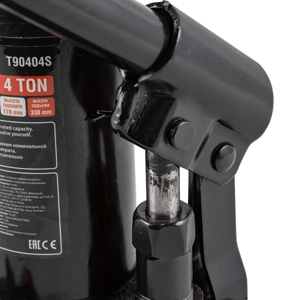 Домкрат бутылочный гидравлический с клапаном 4т (h min-178мм, h max-338мм, ход штока-110мм, ход винта-50мм) в кейсе
