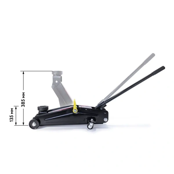Домкрат подкатной гидравлический с резиновой накладкой 2 т (h min 135мм, h max 385мм)