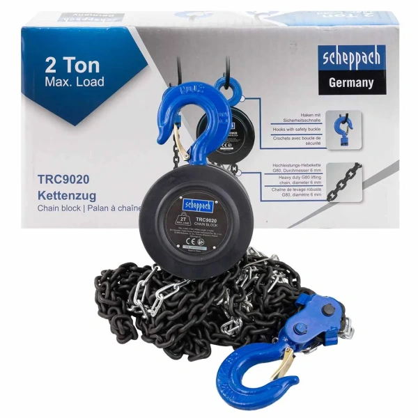 Лебедка механическая подвесная с фиксацией цепи натяжения, 2т (длина цепи - 3м)