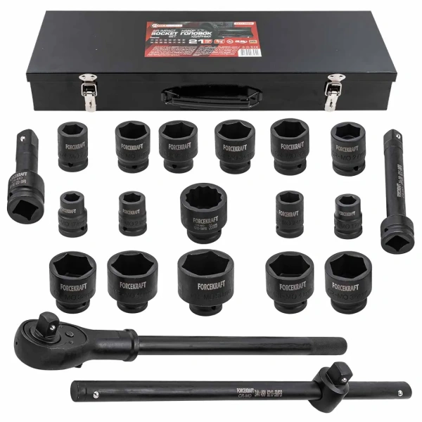 Набор инструментов ударных ''Profi''3/4'', 6гр, 21пр(17,19,21,22,24,27,30,32,34,35,36,36-12гр,38,41,46,50мм), в кейсе