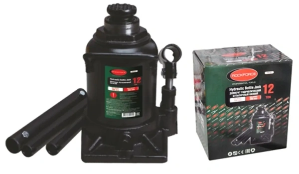 Домкрат бутылочный 12т низкопрофильный (высота подхвата - 190мм, высота подъема - 350мм, ход штока - 90мм)