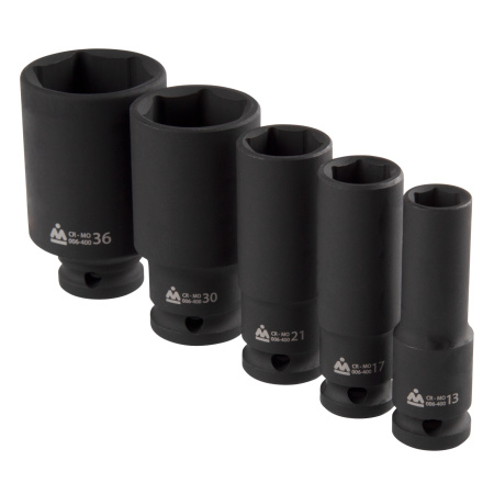 Набор ударных глубоких торцевых головок шестигранных МАСТАК 5-054022 (1/2", 10-36 мм, ложемент, 19 предметов)