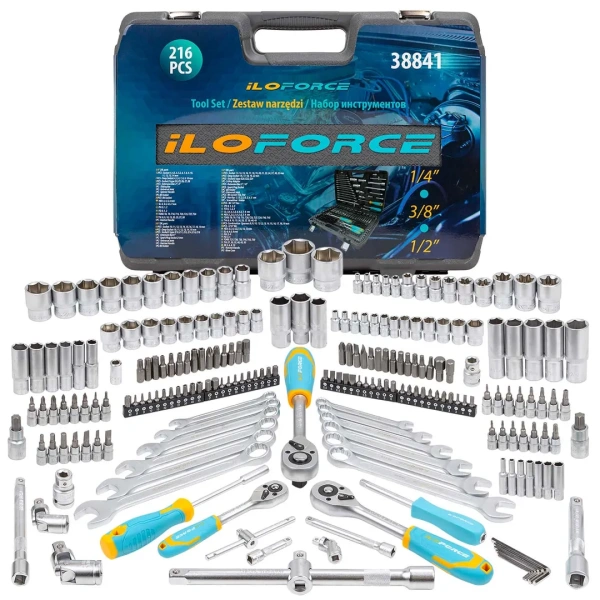 Набор инструментов 216пр. 1/4''3/8''1/2''(6гр.)(4-32мм)