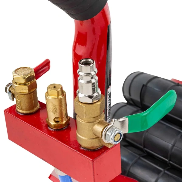 Домкрат подкатной пневматический 3,5т(6-12bar, h min 135мм, h max 420мм, 3 подушки, Ø270мм)