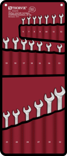 Набор ключей комбинированных в сумке Thorvik W3S20TB  6-32 мм, 20 предметов