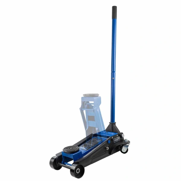 Домкрат подкатной гидравлический низкопрофильный двухпоршневой с резиновой накладкой 3т (h min 135мм, h max 465мм)