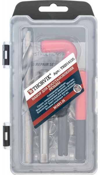 Набор для восстановления резьбы M14x1.25 15 предметов Thorvik TRIS14125