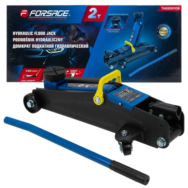 Домкрат подкатной гидравлический с резиновой накладкой 2т(h min 135мм, h max 385мм)