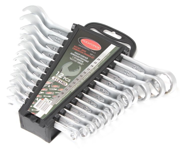 Набор ключей комбинированных с профилем ''Ratchet Drive''-''быстрый ключ'', 12пр. (8, 10-17, 19, 22, 24мм), в пластиковом держателе