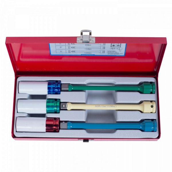 Набор глубоких ударных торцевых головок и торсионных удлинителей KING TONY 4406MX, 1/2", 17, 19, 21 мм