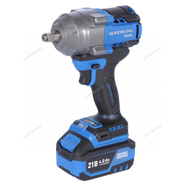 Гайковерт аккумуляторный NORDBERG NE805K (1/2", 21 В, 1000 Нм, с двумя 4 A аккум. и зар. уст-вом, в кейсе)