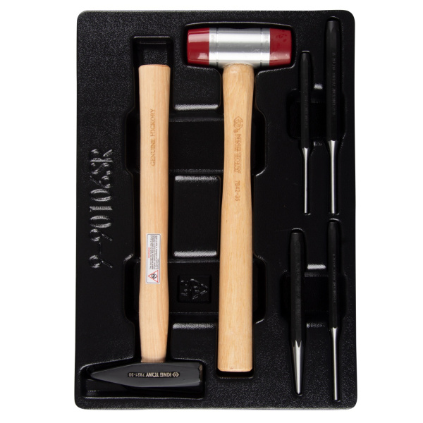 Набор выколоток и керн с молотками KING TONY 9-90106SR02 (ложемент, 6 предметов)