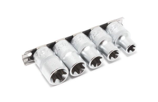 Набор головок Е-профиль 5пр. 1/2''(E12,E14,E16,E18,E20), на планке