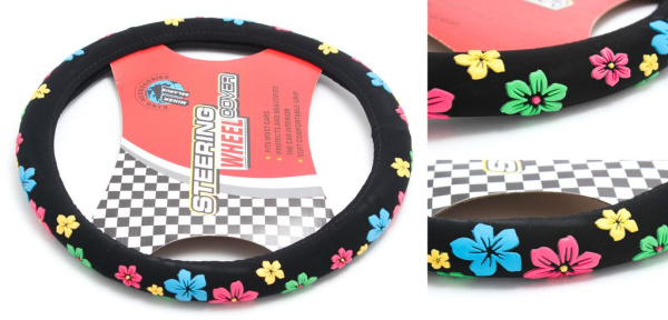 Чехол руля HL-548BK-M (цветы)