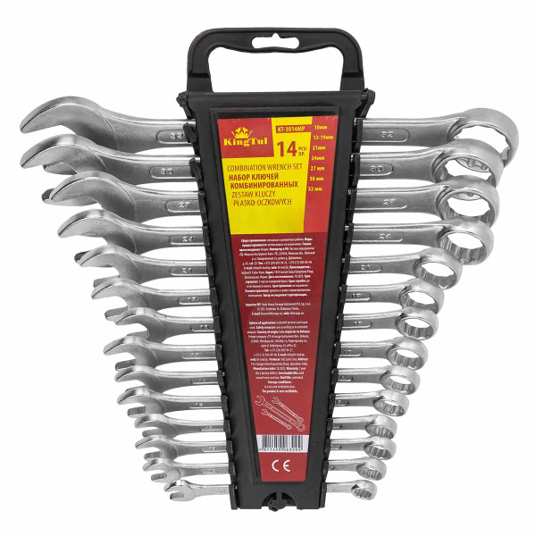 Набор ключей комбинированных14пр. (10, 12-19, 21,24,27,30,32мм) в пласт. держателе