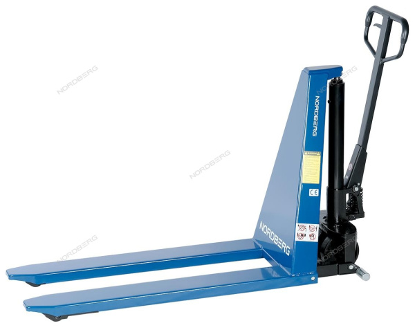 Тележка (рохля) складская гидравлическая с низким подхватом 1 т, с полиуретановыми колесами, макс. высота подъема 820 мм NORDBERG N3904-10