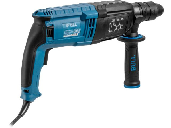 Перфоратор BULL BH 2802 в чем. Xcase 850 Вт, 3.2 Дж, 28 мм, 4 реж. + 2 зубила, 3 сверла, БЗП