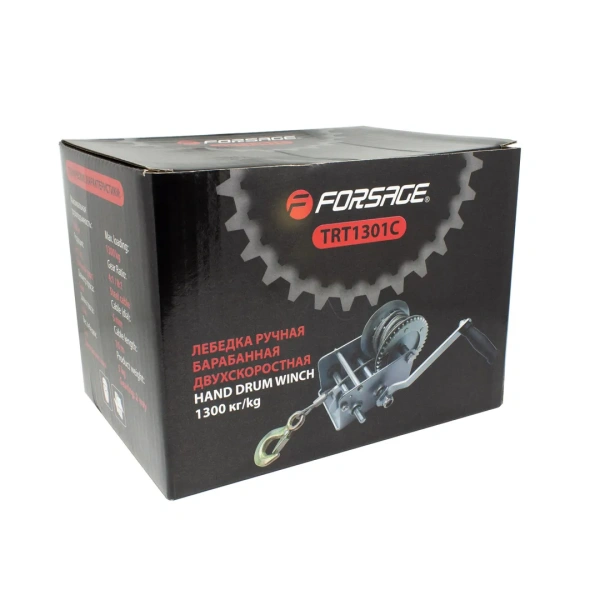 Лебедка ручная барабанная двухскоростная, 1300кг(стальной трос, диаметр троса-5мм, длина троса-10м ) Лебедка ручная барабанная двухскоростная, 1300кг(стальной трос, диаметр троса-5мм, длина троса-10м )