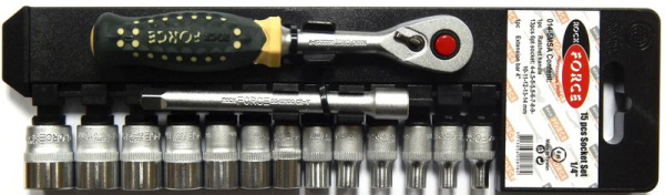 Набор головок с трещоткой в пласт. держателе 14пр. 1/4''(4-14мм, 6-гран.)