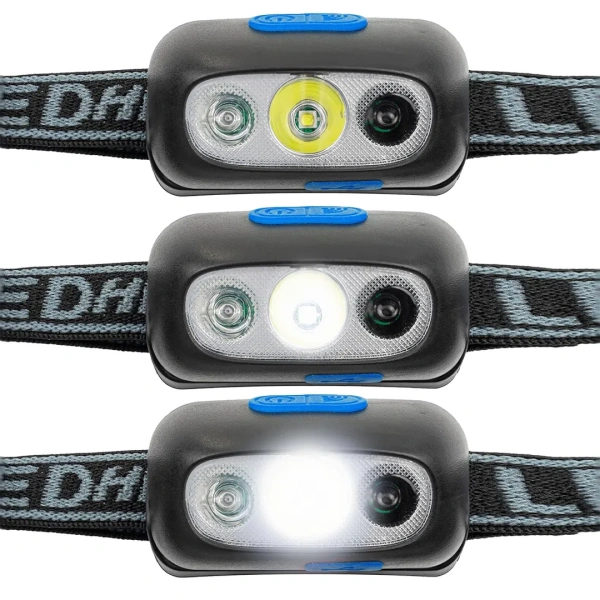 Фонарь светодиодный налобный аккумуляторный с сенсором бесконтактного включения (4 реж.раб.,500мАч,80-180Лм,время раб.90-210мин,время зар.120мин)