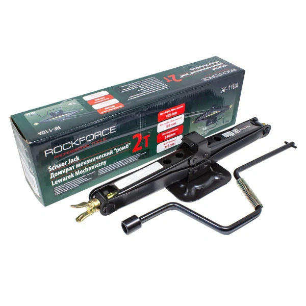 Домкрат механический ''ромб''2т с ручкой-воротком и головкой 19мм (h min 104мм, h max 495мм, L-535мм)