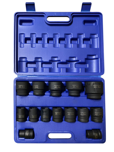 Набор головок ударных 14пр., 3/4''(17,19,21,22,24,27,30,32,34,35,36,41,46,50мм) в кейсе