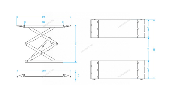 Подъемник ножничный низкопрофильный NORDBERG N631L-4B_380 (4 т, 380 В)