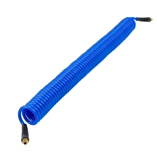 Шланг витой полиуретановый 8мм х 12мм х 15м с резьбовыми наконечниками 1/4''(max давление 15бар, раб. t от -20 до +60°С)