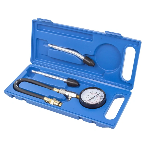 Индикатор компрессии бензинового двигателя Profi (0-21Bar, М14, М18 + жесткий прижимной адаптер-переходник-2шт) 4пр., в кейсе