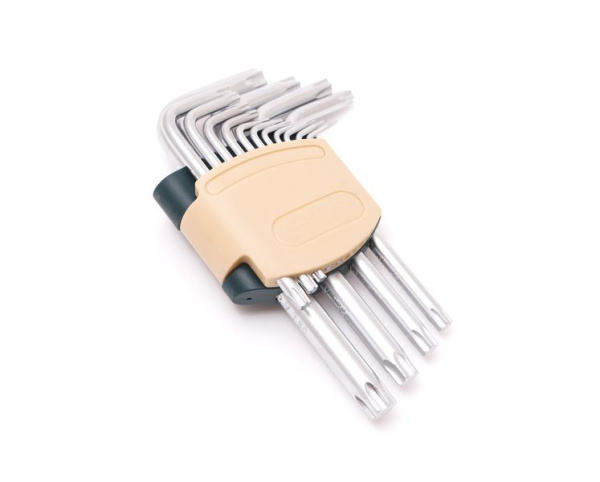 Набор ключей TORX Г-образных, 15пр.(Т6, T7, T8, T9, Т10, Т15, Т20, Т25, Т27, Т30, Т40, Т45, Т50, Т55, Т60)в пластиковом держателе
