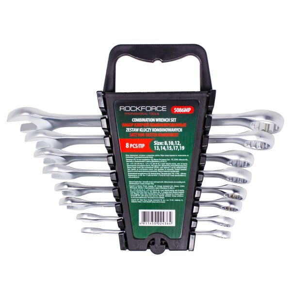 Ключи комбинированные, набор 8пр. (8, 10, 12-15, 17, 19мм)