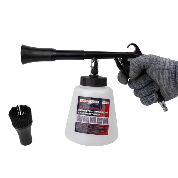 Пистолет пневматический ''Tornado'' для химчистки салона а/м с емкостью 1л (4000-8000об/мин, расход воздуха 400 л/мин,6-9.6 бар)
