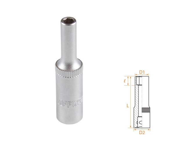 Головка торцевая глубокая шестигранная 1/4" 4 мм AFFIX AF00120004