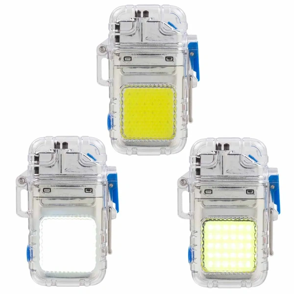 Фонарь светодиодный аккумуляторный с функцией импульсной зажигалки (3 режима работы, СОВ LED 300мАч, 50-150Лм, время раб. 90-120мин, время зар. 60мин)