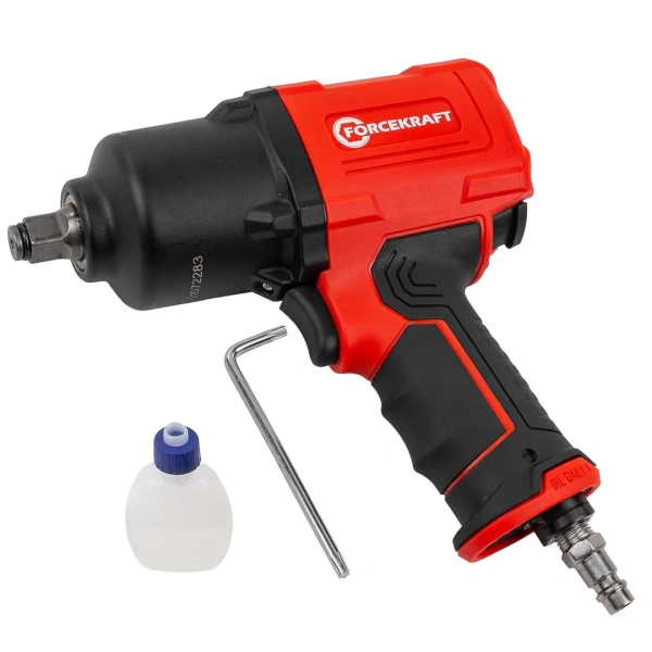 Пневмогайковерт ударный ''Twin Hammer''с реверсом и регулировкой усилия в облегченном корпусе 1/2''(1450Hм, 7000 об/мин,6.3bar,198 л/мин,вес 2кг)