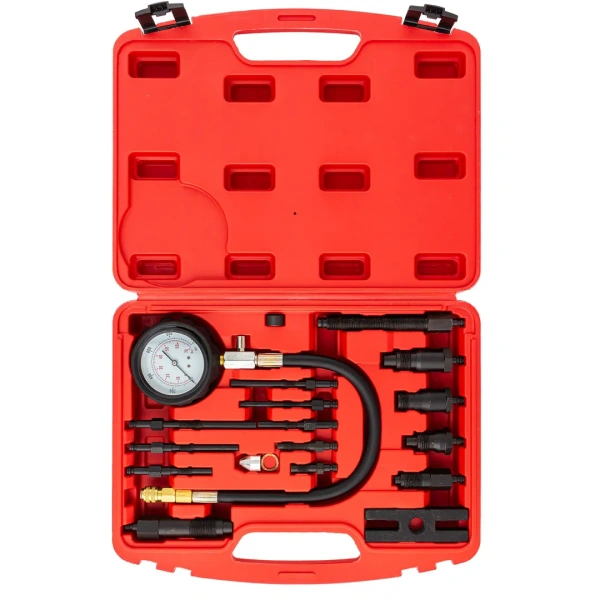 Тестер компрессии дизельного двигателя (имитатор свечи: М10х1.0х91мм, М10х1.0х119мм, М10х1.25х135мм, М10х1.0х83мм,М8х1.0х102мм,М10х1.0х113мм), в кейсе