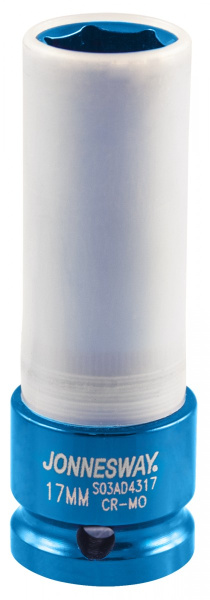 Головка торцевая ударная удлиненная тонкостенная 1/2"DR для легкосплавных колесных дисков 17 мм JONNESWAY S03AD4317