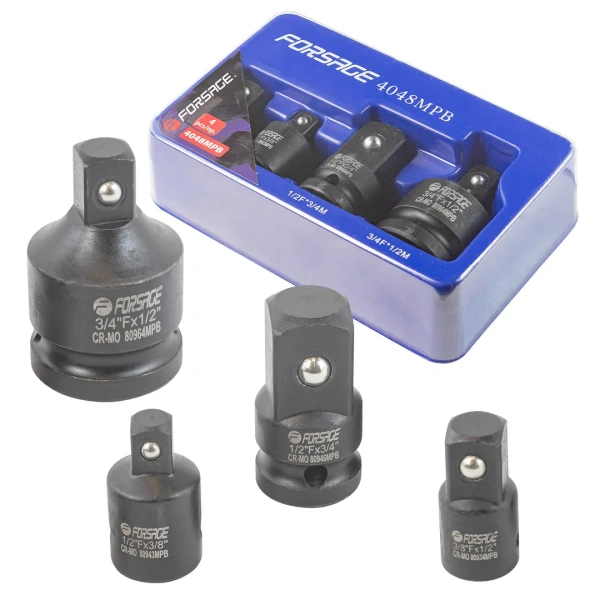 Набор адаптеров ударных 4пр(3/8''(F)x1/2''(M),1/2''(F)x3/8''(M),1/2''(F)x3/4''(M),3/4''(F)x1/2''(M)),в ложементе Набор адаптеров ударных 4пр(3/8''(F)x1/2''(M),1/2''(F)x3/8''(M),1/2''(F)x3/4''(M),3/4''(F)x1/2''(M)),в ложементе
