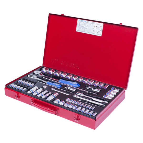 Набор торцевых головок с принадлежностями 1/4", 3/8", 1/2" двенадцатигранные, 4-32 мм, 62 предмета KING TONY 9063MR01