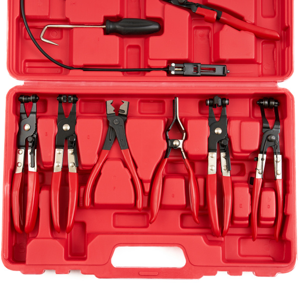 Набор щипцов для демонтажа пружинных хомутов патрубков ROSSVIK ST120 (9 предметов)