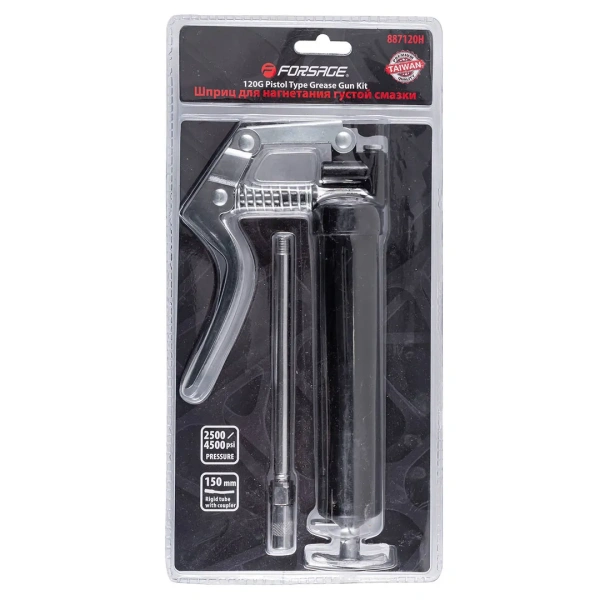 Шприц для нагнетания густой смазки с жестким наконечником 120гр., в блистере