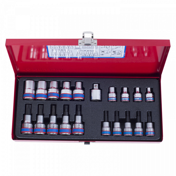 Набор торцевых насадок и головок 1/2" & 3/8" TORX, Е6-Е20, Т10-Т55, 20 предметов KING TONY 7120PR