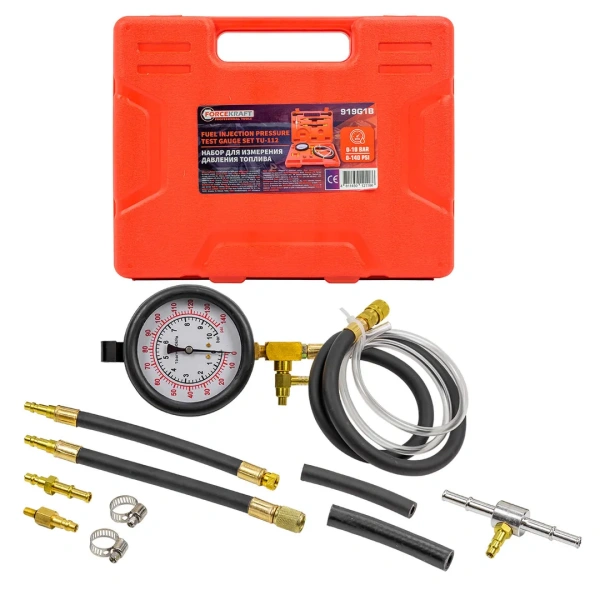 Набор для измерения давления в топливных системах 11пр.(0-10bar), в кейсе