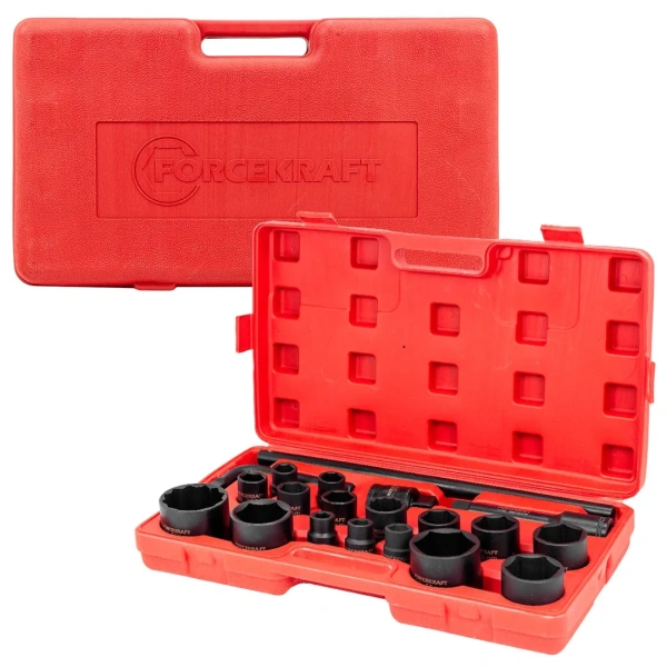 Набор инструментов 20пр. 3/4'', 1''(6гр, 12гр) (17-60мм 6гр,36,65мм 12гр, вороток Г-обр.200мм,вороток Т-обр.500мм,удлинитель 200мм) в пласт. кейсе