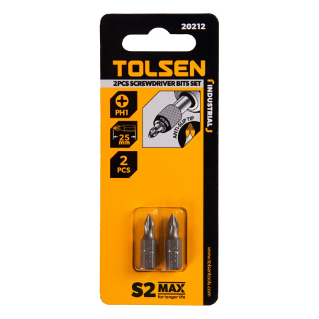 Набор вставок (бит) торцевых 1/4" Phillips PH1 25 мм 2 предмета TOLSEN TT20212