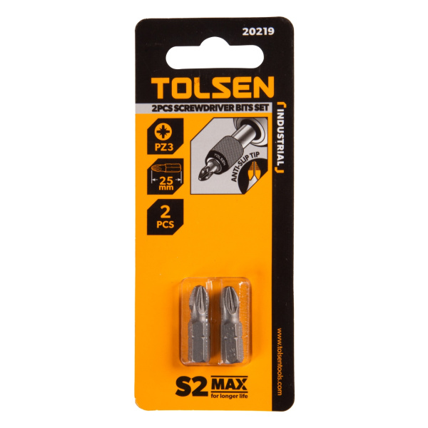 Набор вставок (бит) торцевых 1/4" Pozidriv PZ3 25 мм 2 предмета TOLSEN TT20219