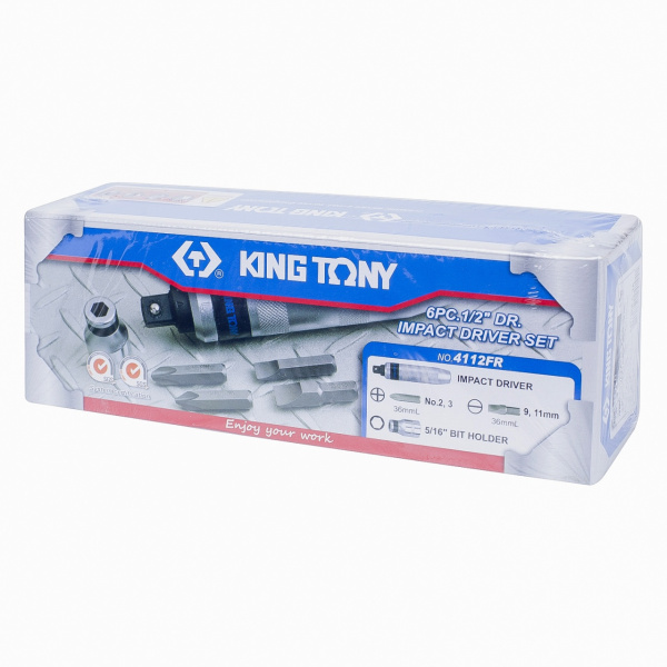 Отвертка ударная с битами KING TONY 4112FR (5/16", 6 предметов)