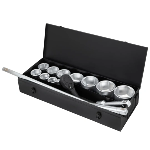 Набор инструментов,15пр. 1''6гр.(36,41,46,50,55,60,65,70,75,80мм),в метал. кейсе